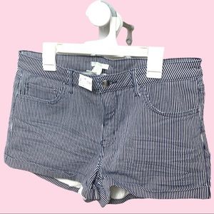 Navy & White Striped Denim Shorts by H&M | size 8